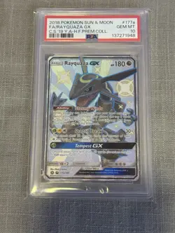 Pokemon Hidden Fates Full Art Shiny Rayquaza GX 177a/168 Promo Graded PSA 10 - Image 1