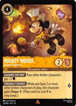 Mickey Mouse Amber Champion 23/204 Whispers in the Well Disney Lorcana - Image 1