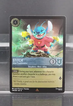 Disney Lorcana Stitch - Alien Troublemaker 200/204 Cold Foil Reign of Jafar Rare - Image 1