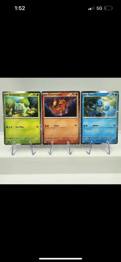 Pokemon 151 Promo Starter Cards Charmander, Squirtle, Bulbasaur Cosmos Holo NM - Image 1