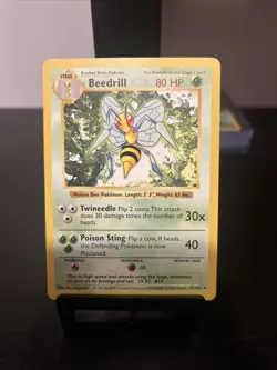 Pokemon TCG Beedrill Card 17/102 Rare Unlimited Base Set - Image 1