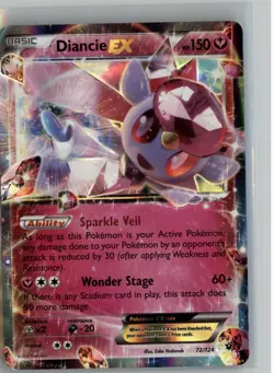 DIANCIE EX 72/124 HOLO RARE EX FATES COLLIDE POKEMON NM - Image 1