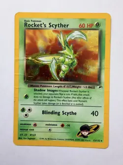Rocket's Scyther 13/132 Gym Heroes Holo Rare Pokemon English WOTC Damaged - Image 1