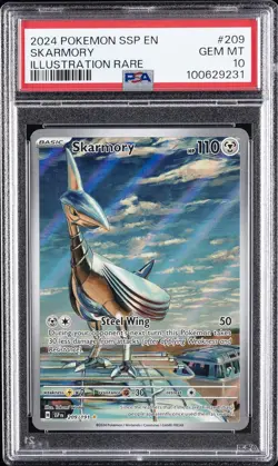 2024 POKEMON SSP EN-SURGING SPARKS ILLUSTRATION RARE #209 SKARMORY PSA 10 - Image 1