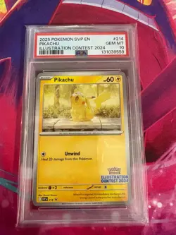 Pikachu SVP214 Illustration Contest 2024 English PSA Graded 10 Pokemon TCG - Image 1