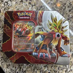 Pokemon TCG Paradox Destinies Gouging Fire ex Tin NEW 2026 DESTINED RIVALS PACK - Image 1