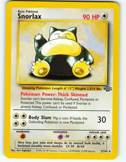 Snorlax - 27/64 Jungle Set - Pokemon TCG - 1999 - Image 1