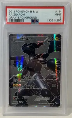 2011 Pokemon B&w Zekrom Full Art Gray Background PSA 9 Mint Black & White #114 - Image 1