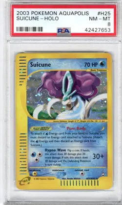 2003 Pokemon Aquapolis Suicune - Holo #H25 NM MT 8 - Image 1
