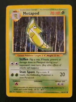 Metapod 54/102 Base Set Unlimited Pokemon TCG - Image 1