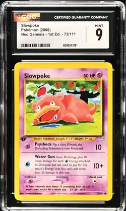CGC 9 MINT Slowpoke 73/111 Neo Genesis 1st Edition Vintage 2000 WOTC Pokemon - Image 1