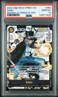 One Piece The Best Sabo Manga Alt Art PRB01 OP04 083 PSA 10 GEM MINT - Image 1