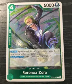 One Piece CCG Roronoa Zoro Carrying On His Will R Holo Card OP13-037 NM - Image 1