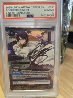 PSA 10 Union Arena: Rurouni Kenshin - Aoshi Shinomori (018) Signature (SR**) - Image 1