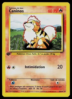 Pokemon Card - Growlithe FRENCH Base Set 28/102 Uncommon 1st Edition - Image 1