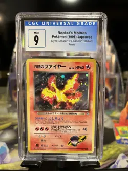 CGC 9 MINT Rocket's Moltres Japanese Gym Heroes 146 Holo Pokemon Card Swirl - Image 1