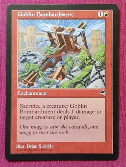 Magic The Gathering TEMPEST GOBLIN BOMBARDMENT red card MTG - Image 1