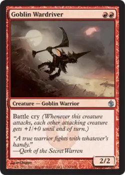 Moderate Play, English MTG Foil Goblin Wardriver - Foil Mirrodin Besieged Magic - Image 1