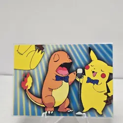 Pokemon Topps Series 3 Puzzle Card P06 of 6 (Charmander & Pikachu Singing) - LP - Image 1