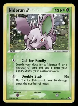 Pokemon Nidoran M Common FireRed & LeafGreen 71/112 MP Reverse Holo - Image 1