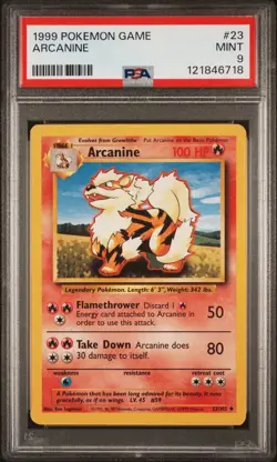 1999 Pokemon Game # 23 Arcanine PSA 9 MINT Trusted Seller! Free Ship! Base Set - Image 1
