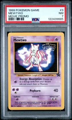 1999 POKEMON GAME MOVIE PROMO #3 MEWTWO PSA 7 - Image 1