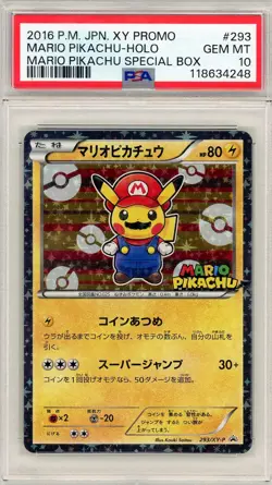 Pokemon Mario Pikachu Special Bx. Japanese Holo Promo 293/XY-P PSA 10 Gem Mint - Image 1