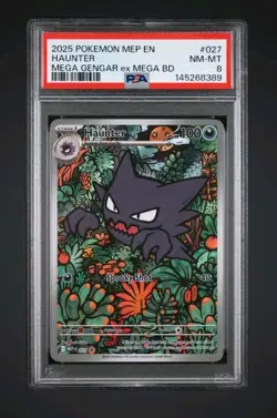 2025 POKEMON MEP EN-ME BLACK STAR PROMO #027 HAUNTER PSA 8 - Image 1