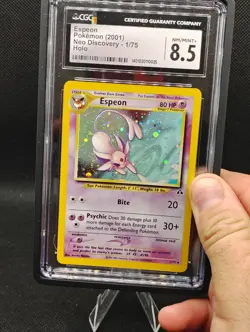 CGC 8.5 Espeon 2001 Neo Discovery 1/75 Holo Pokemon Card W/ SWIRL! Guard Incl.! - Image 3