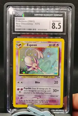 CGC 8.5 Espeon 2001 Neo Discovery 1/75 Holo Pokemon Card W/ SWIRL! Guard Incl.! - Image 4