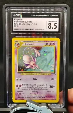CGC 8.5 Espeon 2001 Neo Discovery 1/75 Holo Pokemon Card W/ SWIRL! Guard Incl.! - Image 5