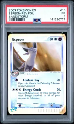 Pokemon Espeon 16/100 Sandstorm Reverse Holo Rare PSA 1 POP 2 - Image 1