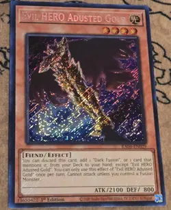 Yugioh Evil HERO Adusted Gold RA04-EN029 1st Edition Secret Rare LP - Image 1