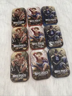 One Piece TCG Three Brothers Empty Tins Vol 2 - Set of 9 Empty Tins + 3 Promos - Image 2