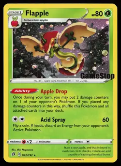 Flapple 022/192 Holo Stamped GameStop Promo Pokemon Card - Image 1