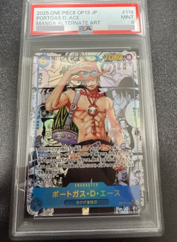 PSA 9 Portgas D. Ace OP13-119 Manga Alt Art Sec One Piece Card 2025 Japanese - Image 1