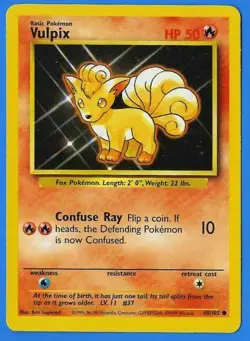 1999 Wizards Pokemon Base Set Unlimited Vulpix 68/102 Non-Holo NM+ - Image 1