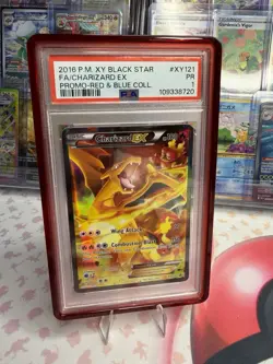 POKEMON CHARIZARD EX FULL ART 2016 BLACK STAR PROMO XY121 PSA 1 WITH GUARD - Image 1
