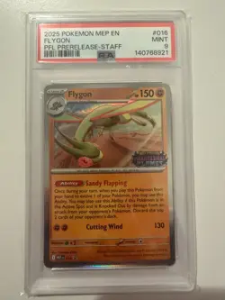 PSA 9 STAFF Flygon 016 Phantasmal Flames Prerelease Black Star Promo Pokemon - Image 1