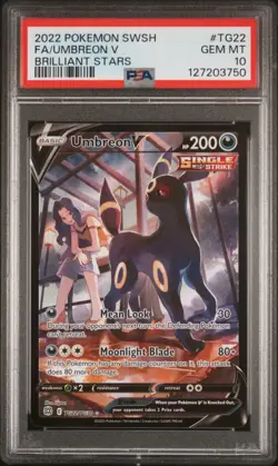 2022 POKEMON SWORD & SHIELD BRILLIANT STARS #TG22 FULL ART/UMBREON V PSA 10 - Image 1