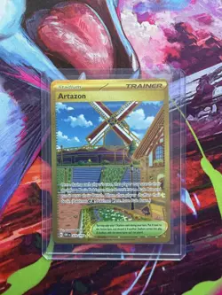 Pokemon TCG Obsidian Flames: Artazon 229/197 Gold Secret Rare Full Art Trainer - Image 1
