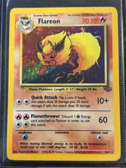 Pokemon TCG Flareon Jungle 3/64 Holo Unlimited Holo Rare - Image 1