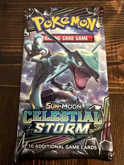 Pokemon TCG Sun & Moon: Celestial Storm Booster Pack Rayquaza Art Sealed - Image 1