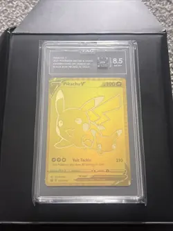 Pokemon TCG Pikachu v SWSH145 Celebrations Card TAG 8.5 - Image 1