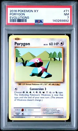 2016 POKEMON XY EVOLUTIONS #71 PORYGON PSA 7 - Image 1