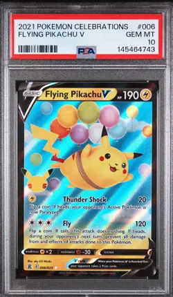 2021 POKEMON CELEBRATIONS #006 FLYING PIKACHU V PSA 10 - Image 1