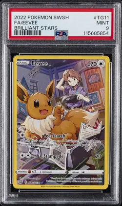 2022 POKEMON SWORD & SHIELD BRILLIANT STARS #TG11 FULL ART/EEVEE PSA 9 - Image 1