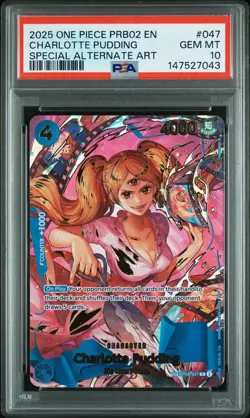 2025 One Piece PRB02 Charlotte Pudding Special Alternate Art OP06-047 PSA 10 - Image 1