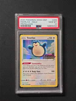 Pokemon Snorlax - (Prerelease) SWSH068 Promo Cards Holo PSA 10 GEM MINT - Image 1