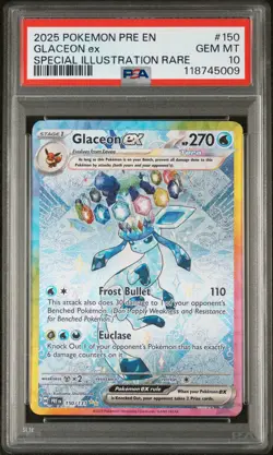2025 POKEMON PRISMATIC EVOLUTIONS SPECIAL ILLUSTRATION RARE GLACEON EX PSA 10 - Image 1
